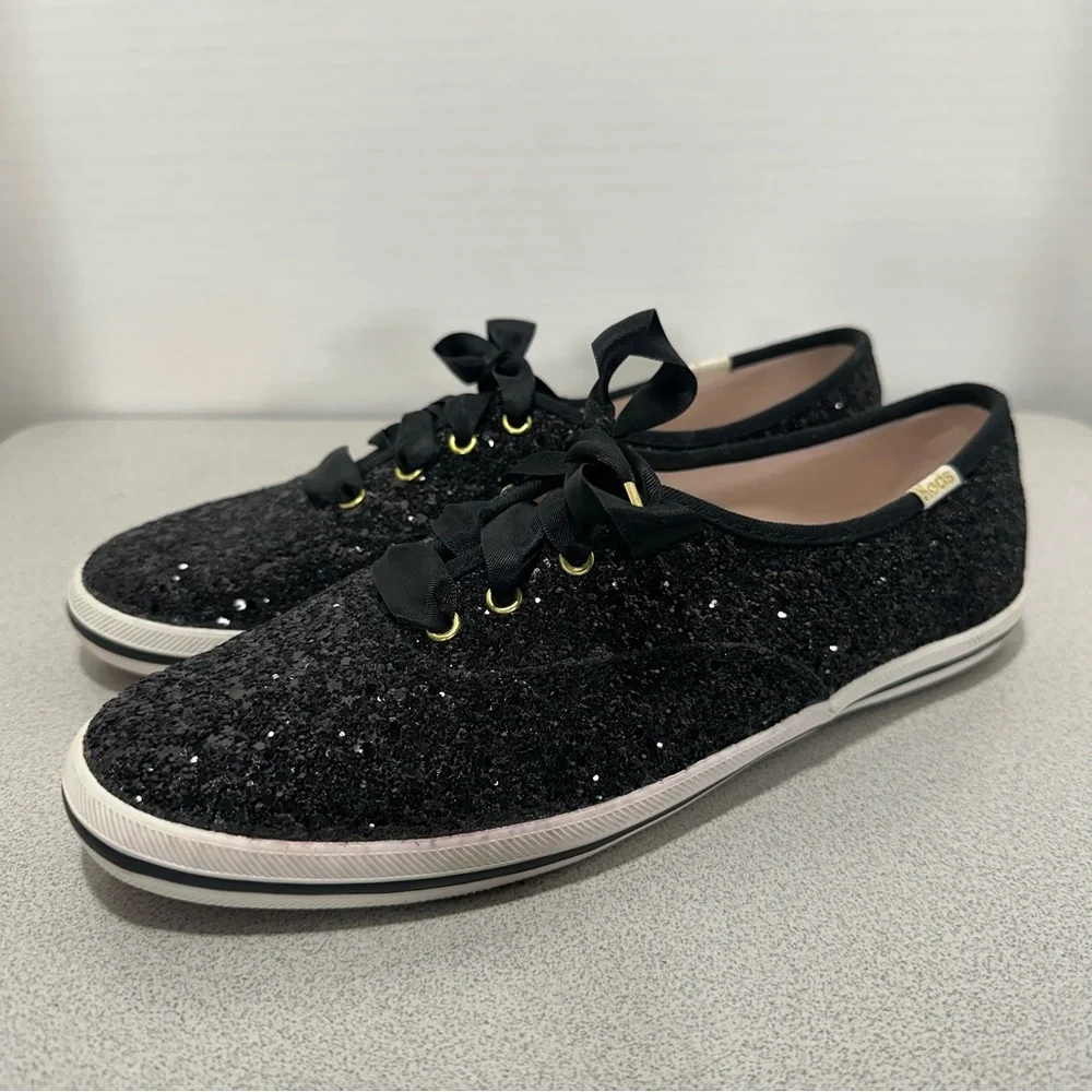Keds x Kate Spade New York Women's 8 Champion Glitter Sneakers‎ Black WF52882